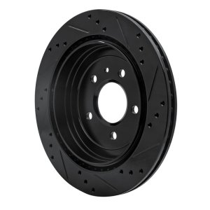 Cadillac ATS Brake Rotor (1) - Rear Left - R1 Concepts - Drilled & Slotted - Black - `13-`19